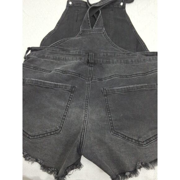 FOREVER 21 Black DENIM Distressed CUTOFF Shorts Overalls Sz 10 Punk Grunge Metal - Picture 6 of 8